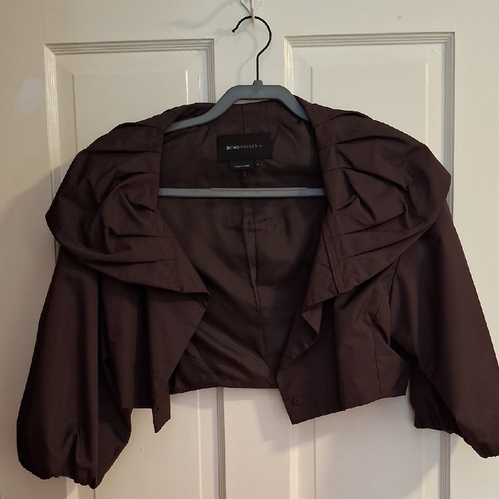 BCBGMaxAzria Dark Brown Cropped Blouse